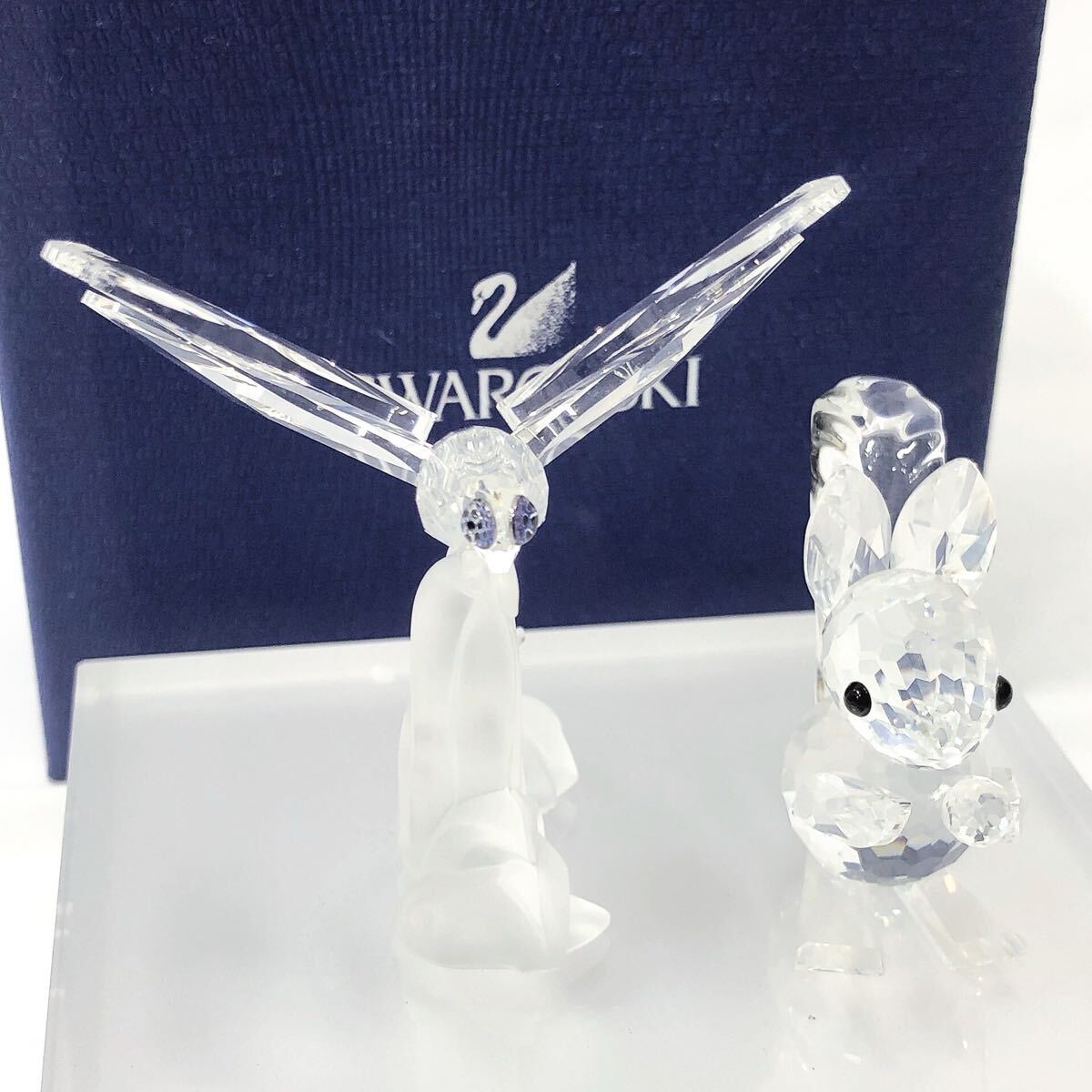 ★3-0926 美品 スワロフスキー Swarovski 2点/廃盤品 『Dragonfly トンボ』 190264 高さ71mm/リス 高さ42mm 置物 インテリア拍卖