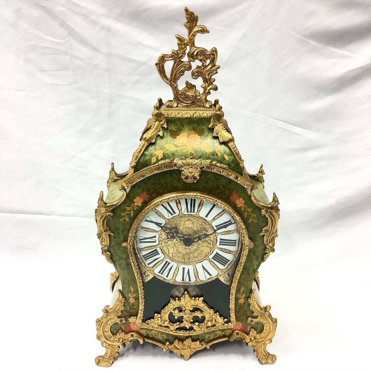 ★3-1007 動作品 イタリア ARTEM/アルテム社製 置時計 象嵌 ドイツ/HERMLE/ヘルムレ QUARTZ 2200 横31cm 高さ約56cm 拍卖