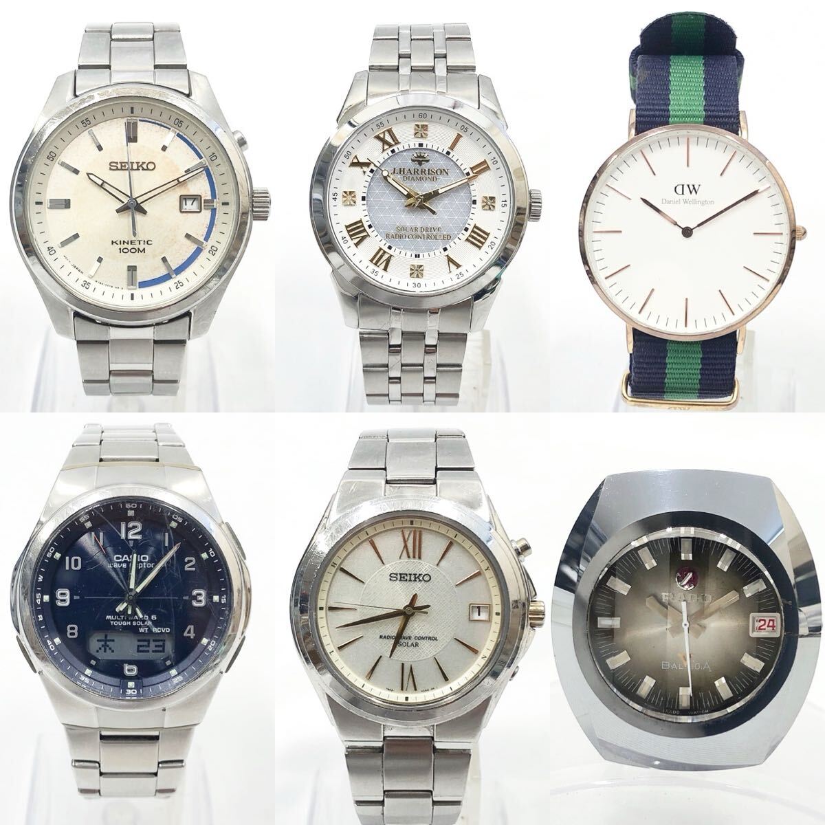 ★3-1020 メンズ腕時計 6点/セイコー KINETIC/セイコー ソーラー/カシオ タフソーラー/ラドー バルボア/J.ハリソン/DW/拍卖