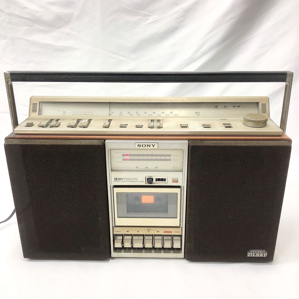 ★3-1004 SONY ソニー CFS-V980 3WAY ステレオカセットレコーダー ラジカセ 大型ラジカセ 電源ケーブル付き拍卖
