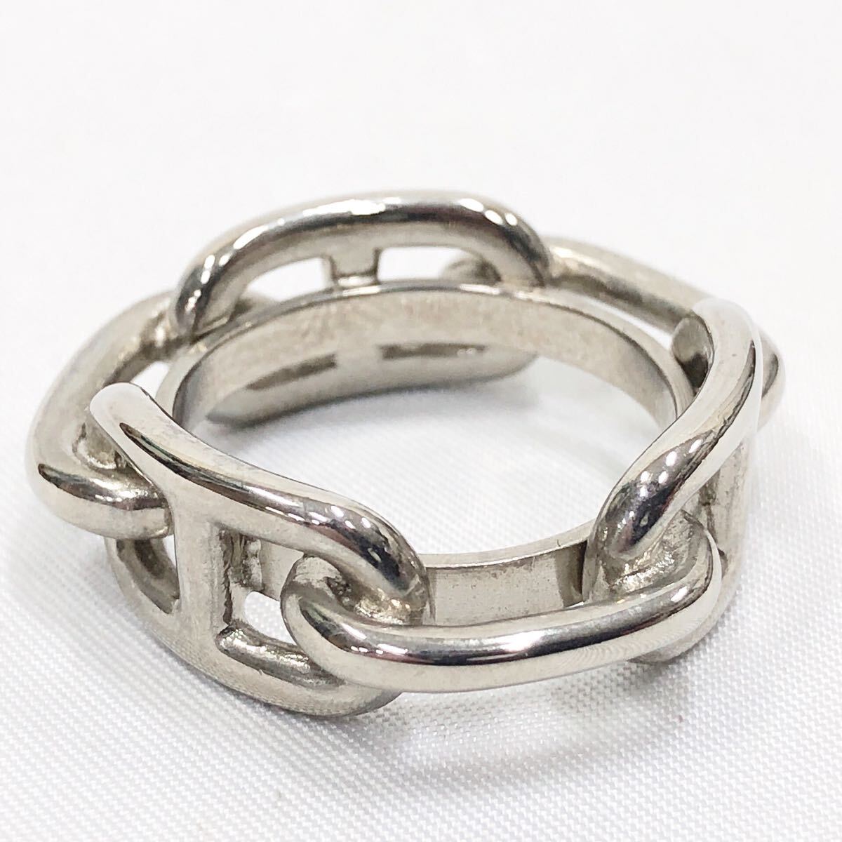 ★4-1026 HERMES エルメス スカーフリング シェーヌダンクル スカーフ留め シルバー カラー アクセサリー 小物 拍卖