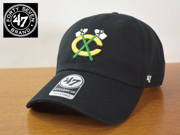 A04《未使用品》47 BRAND 47ブランド【フリーサイズ】NHL CHICAGO BLACK HAWKS ブラックホークス 野球帽 帽子 キャップ USモデル拍卖