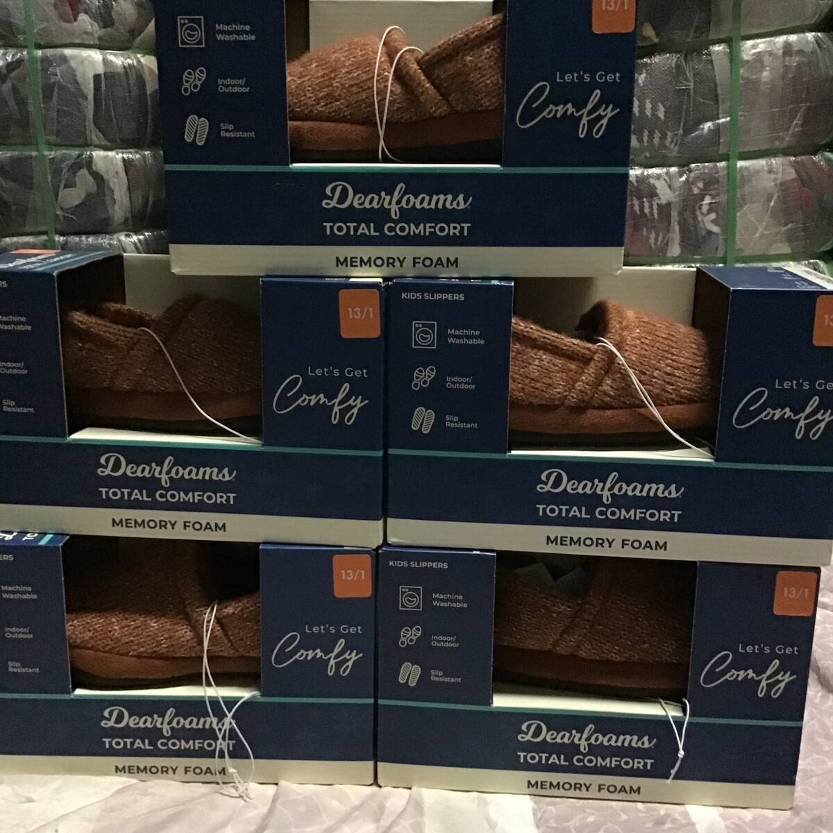 《 H 612 》★新品未使用★ Dearfoams キッズスリッパ 5足まとめ フリマ プレゼント 定価1788 コストコ仕入れ 男女兼用 室内外 滑りにくい拍卖