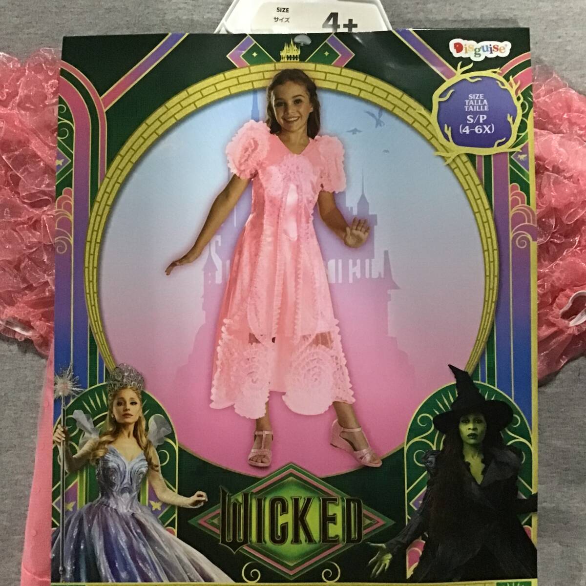《 H 733 》☆新品未使用☆ ディズニー プリンセス キッズ ドレス コストコ仕入れ ウィキッドふたりの魔女 グリンダ 定価3598 サイズ4-6拍卖