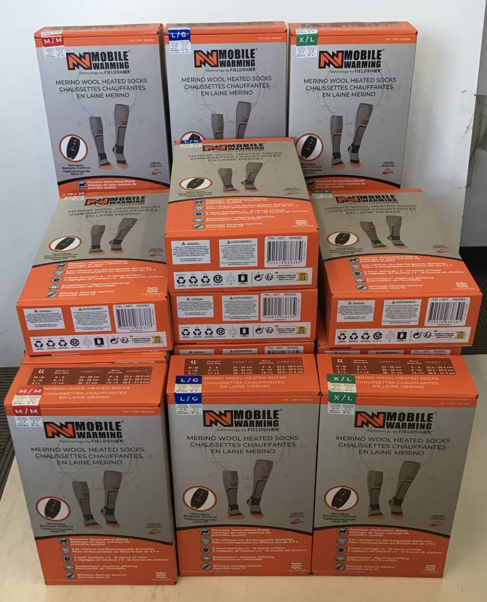 《 H 734》★新品未使用★フィールドシアー 電熱ソックス アウトドア バッテリー充電式 定価8777 コストコ仕入れ 25足まとめ M・L・XL 防寒拍卖