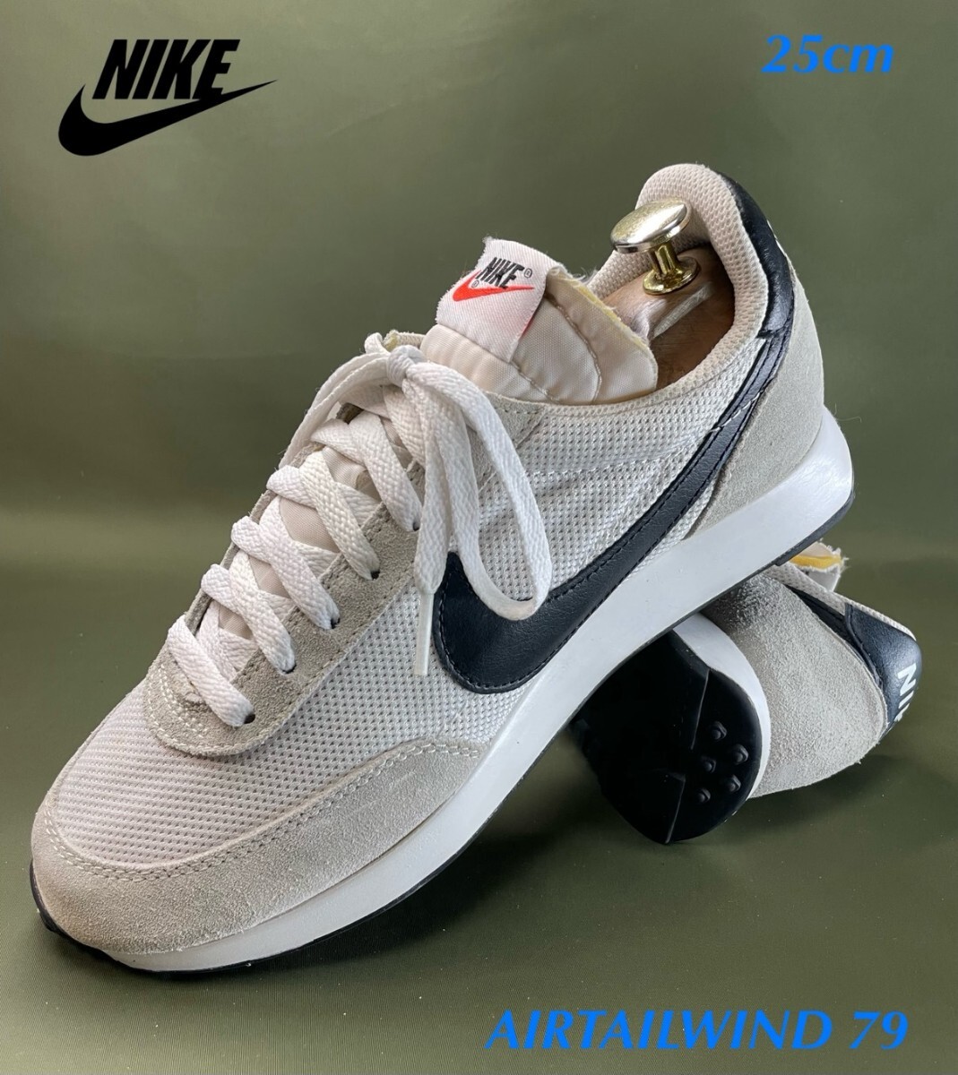 名機降臨!70's復刻オールドランニング!ファストカラー!ナイキ【エアテイルウインド79】スニーカー!ホワイト×ブラック×グレー 25cm/US7拍卖