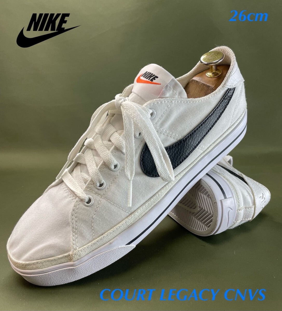 名機降臨!名作ヴィンテージオレンジスウォッシュモデル!ナイキ【コートレガシーCNVS】スニーカー!ホワイト×ブラック 26cm/US8拍卖