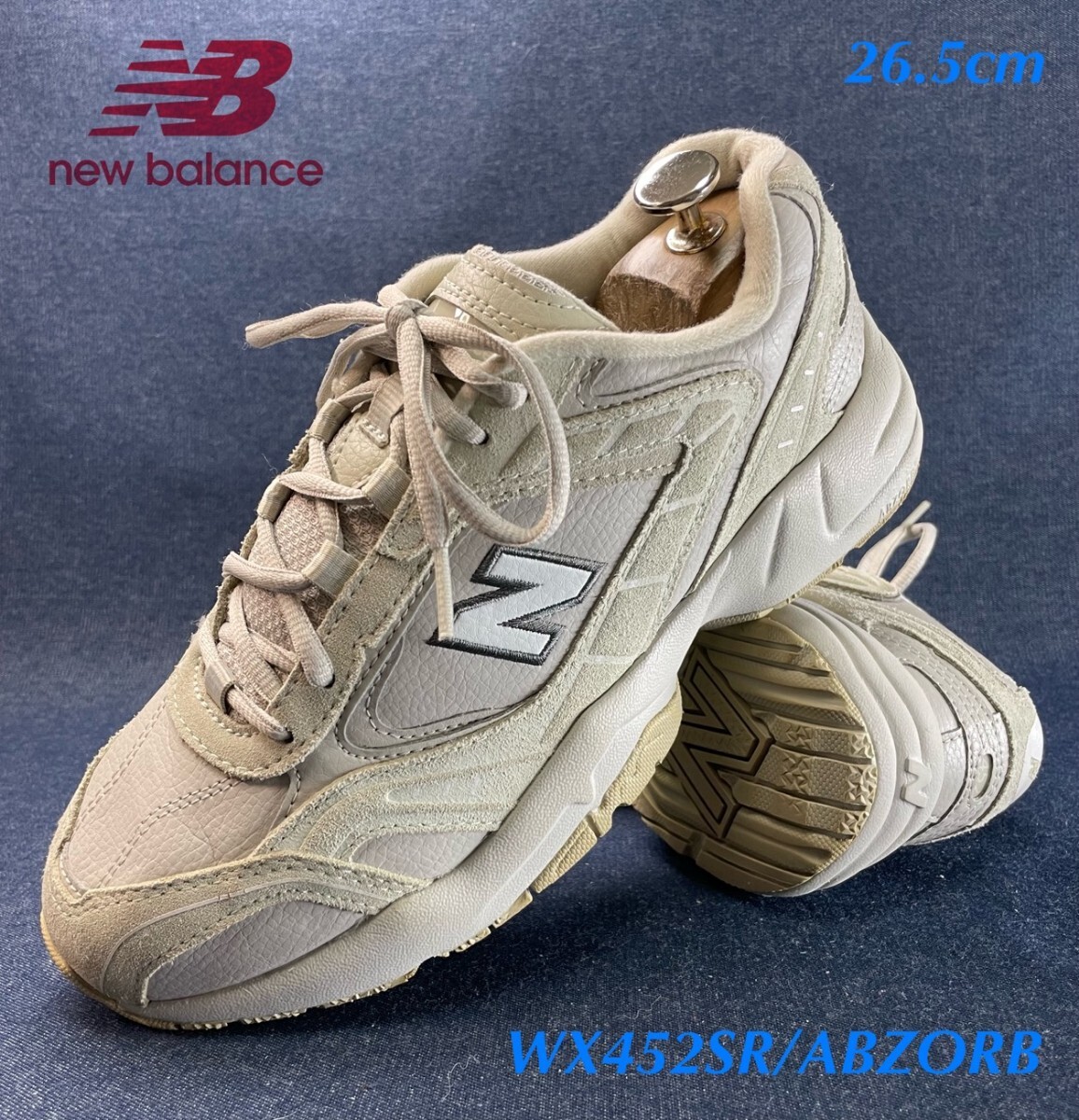 名機降臨!定12980円!クラッシックダッドモデル!希少コンビレザー!ニューバランス【WX452SR/ABZORB 】レザースニーカー!灰×白 26.5cm拍卖