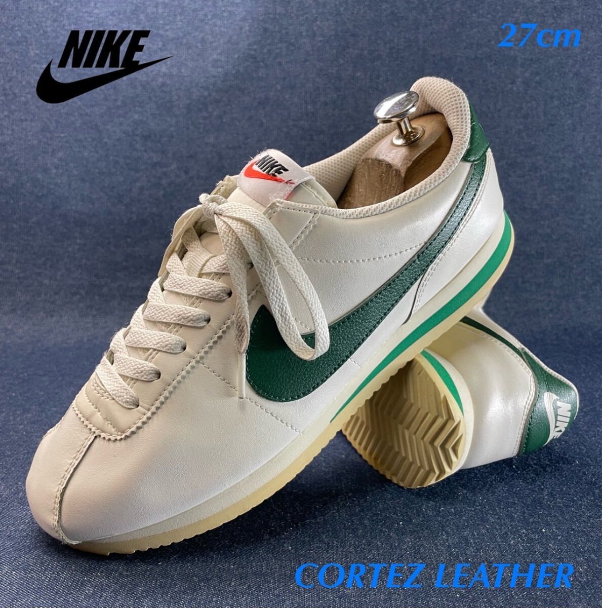 名機降臨!希少オレゴングリーンスウォッシュ!ナイキ【コルテッツレザー】レザースニーカー!ホワイト×グリーン 27cm/US10拍卖