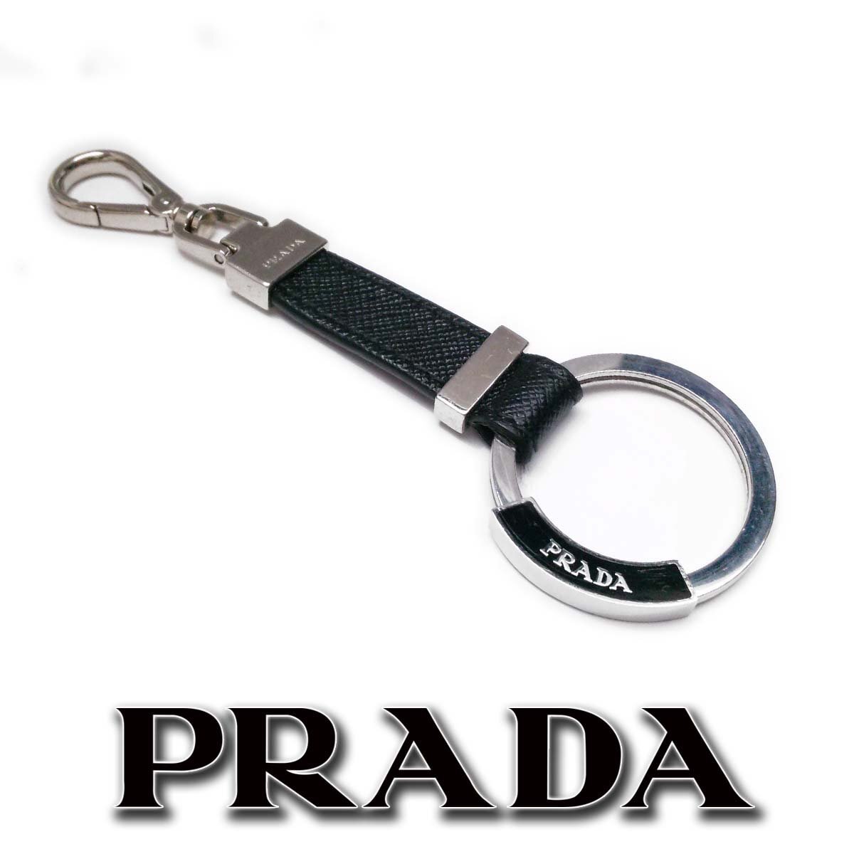 【1円】プラダ キーホルダー バッグチャーム キーリング サフィアーノ 黒 2PP042 053 F0002 NERO ap9723【一円スタート】拍卖