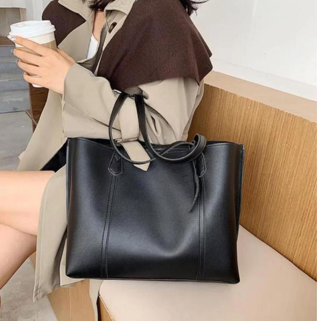 トートバッグ バッグ 黒 ハンドバッグ ショルダーバッグ ブラック 通勤 肩掛け拍卖