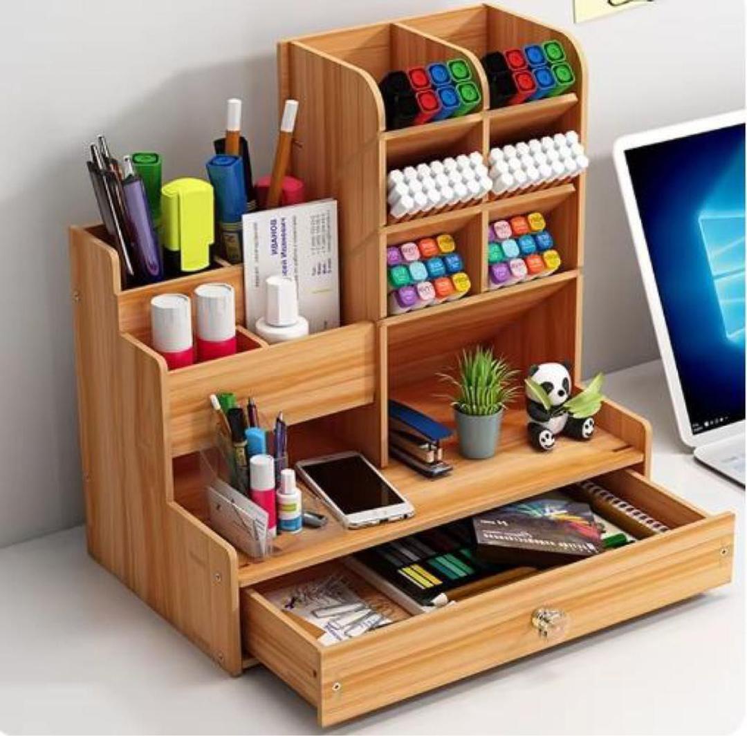 ペン立て 木製 収納 卓上 収納棚 整理整頓 小物入れ 鉛筆 棚 組立式拍卖
