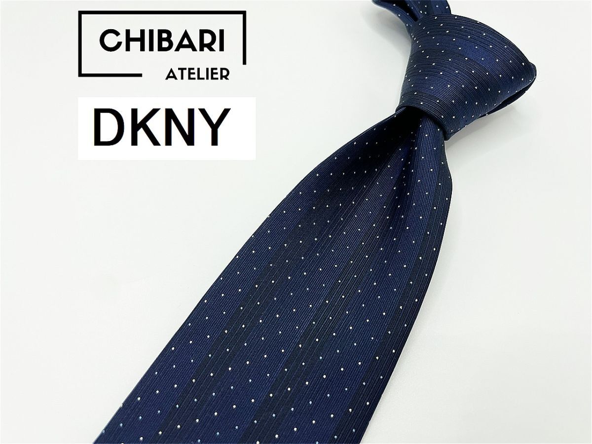 【美品】DKNY ダナキャラン ドット柄 ネクタイ 3本以上 送料無料 メンズ ネイビー 1004038拍卖