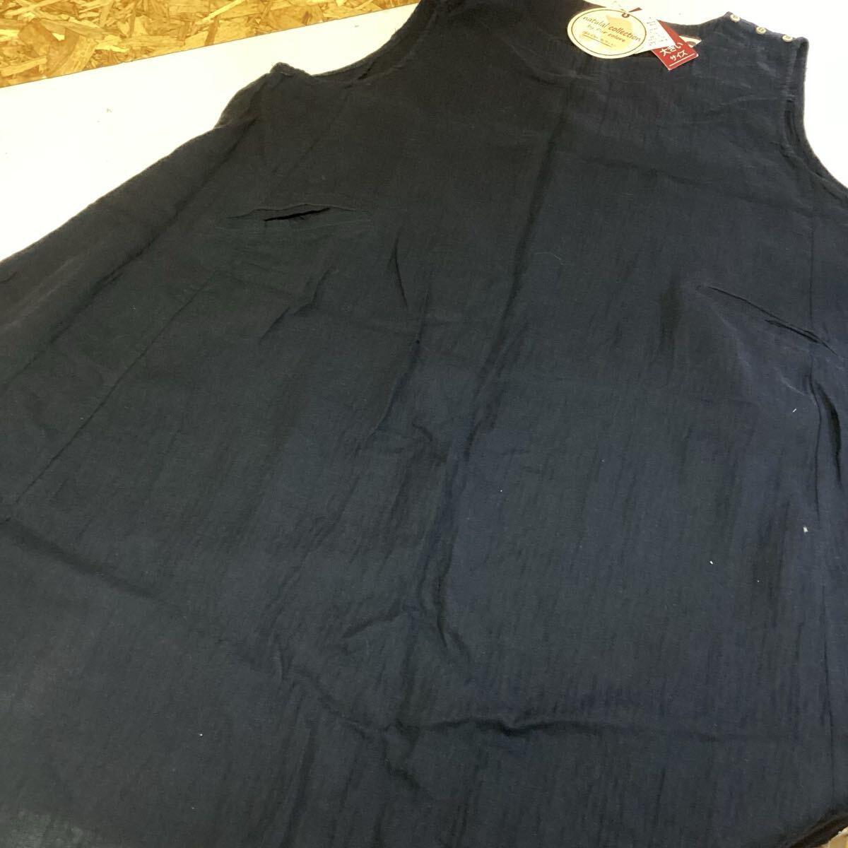 大きいサイズ3L ネイビー ワンピース ナチュラル系 紺色 (み82)拍卖