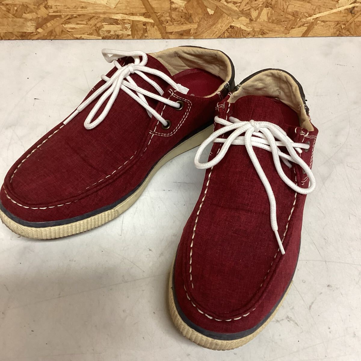 ボブソン メンズ カジュアルシューズ 25cm 赤 グレー (み93)拍卖