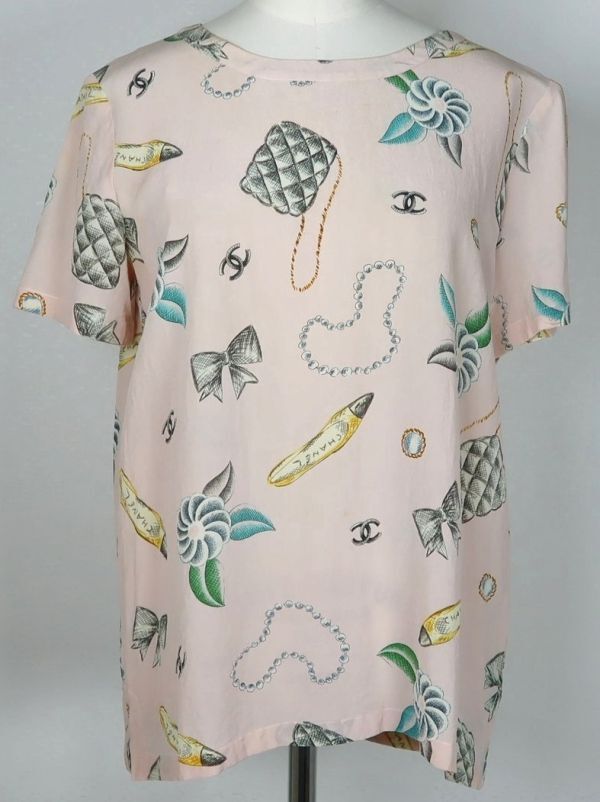 96P CHANEL icon silk tops size 42 シャネル アイコン シルク トップス c0160拍卖