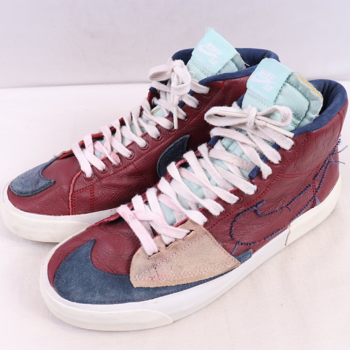 SB ZOOM BLAZER MID EDGE 28.5cm/NIKE SBズームブレーザーミッド エッジ ナイキ 古着 中古 エンジ 紺 白 メンズ スニーカー xx9492拍卖