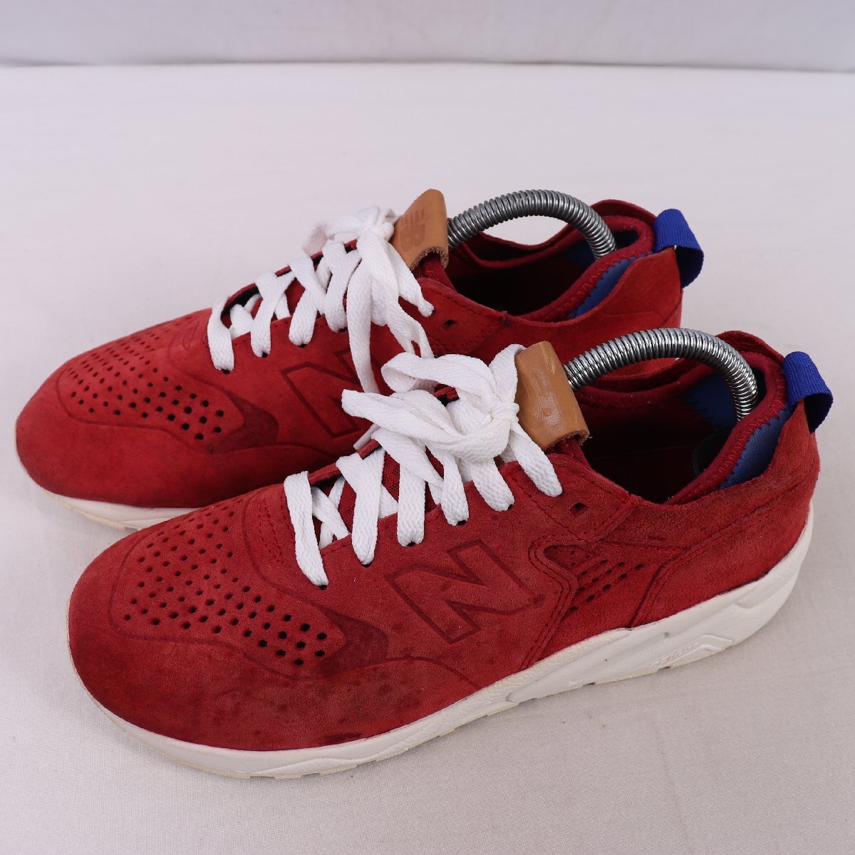 580 ニューバランス 25.0cm/new balance 赤 レッド 白 ホワイト 青 ブルー 中古 古着 メンズ スニーカー yy7340拍卖