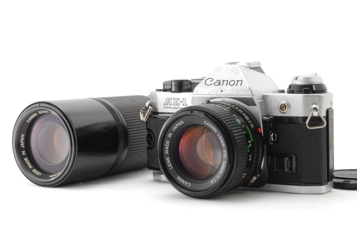 《 動作品・微カビ 》 Canon キャノン AE-1 Program New FD 50mm f/1.4 +100-200mm F5.6拍卖
