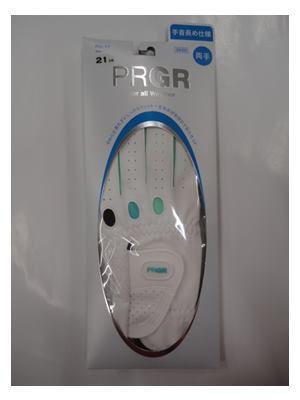■手首長め仕様 !! PRGR 合皮 プロギア 両手レディースグローブ【21cm/ホワイト&グリーン】PGL-17W拍卖
