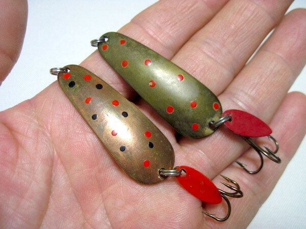 ’70~’80年代に収集《BETE》ベーテ UTOウトー【銅コパー約5cm10g】+【真鍮ゴールド約5cm8g】_オールドスプーンビンテージ北欧トラウト拍卖