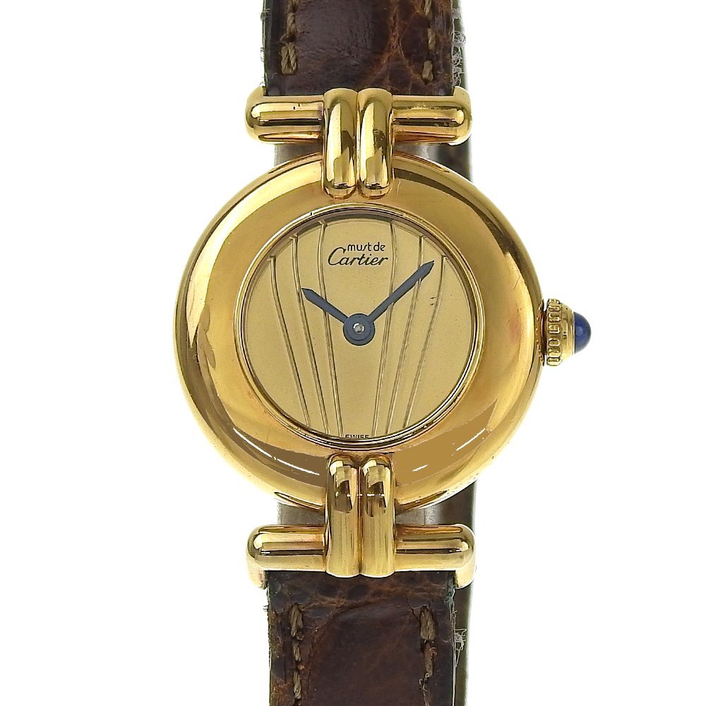 ■1円 ~ 中古 ■ Cartier カルティエ ■ マストコリゼ 590002 ゴールド 文字盤 ■ 金 スターリングシルバー 925 ヴェルメイユ レディース拍卖
