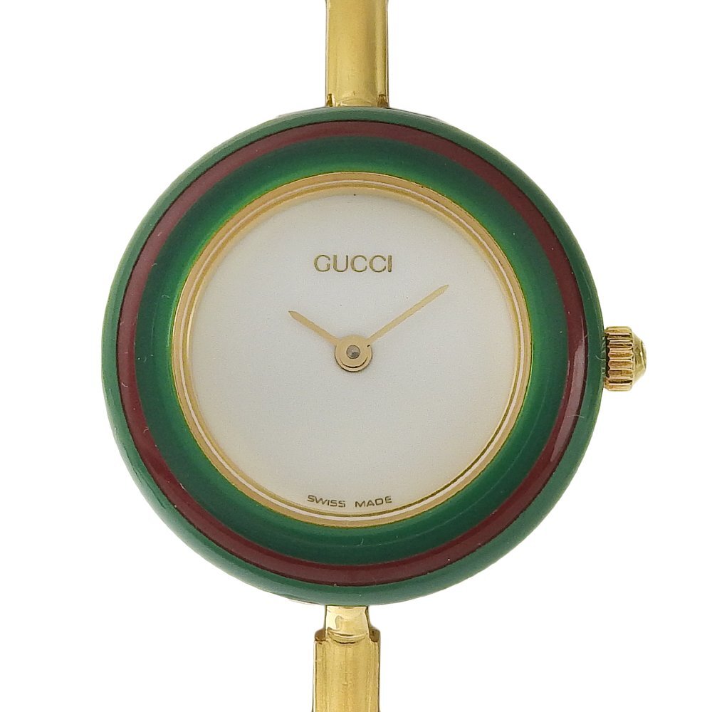 ■ 1円 ~ 中古品 ■ グッチ GUCCI ■ チェンジベゼル 11/12.2 レディース 腕時計 ■ ゴールド 金 ビンテージ クォーツ バングル ウォッチ拍卖