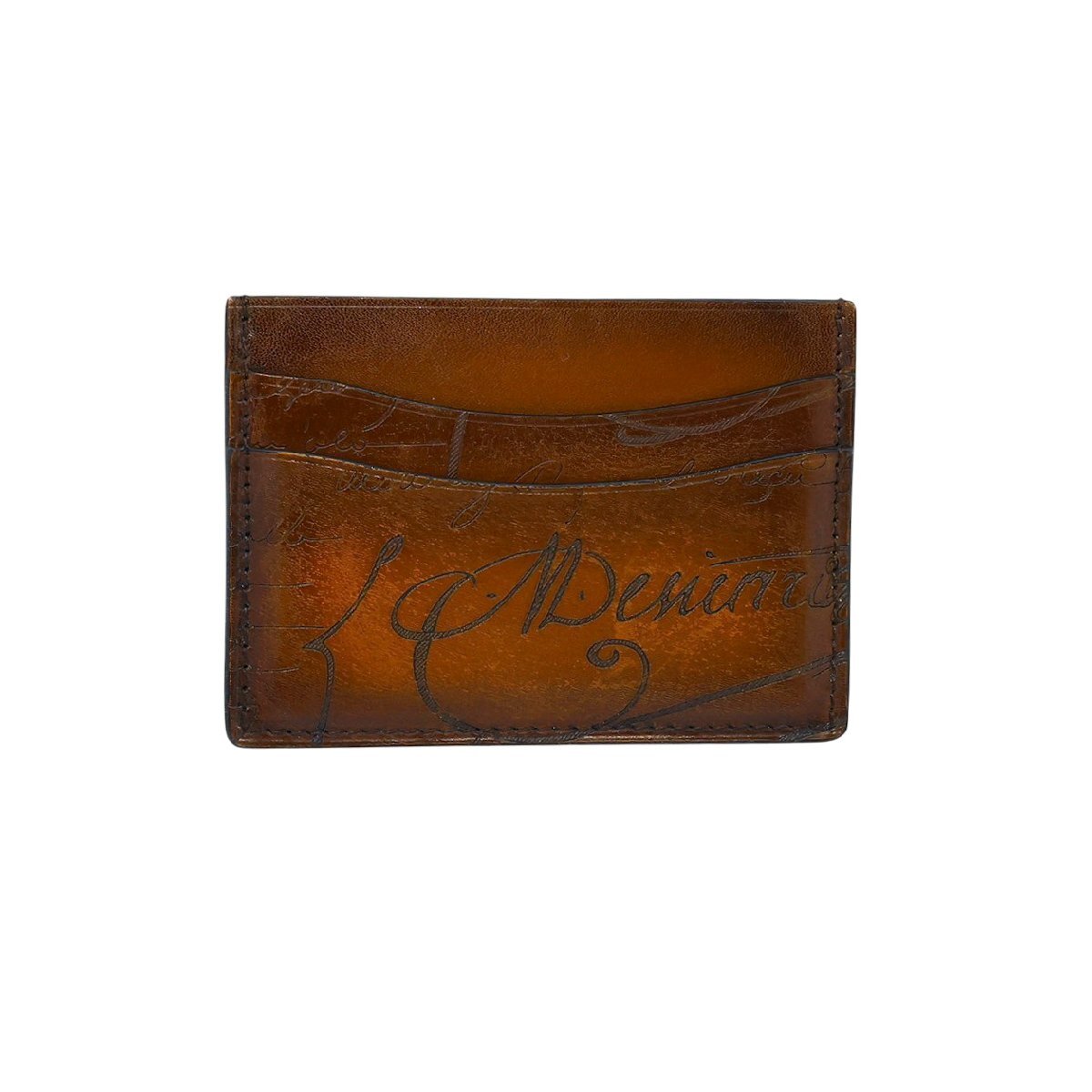 ■ 1円 ~ 正規 中古 参定6.8万■ BERLUTI ベルルッティ ■バンブー ネオ スクリットレザー カードケース ■ カリグラフィ ブラウン メンズ拍卖