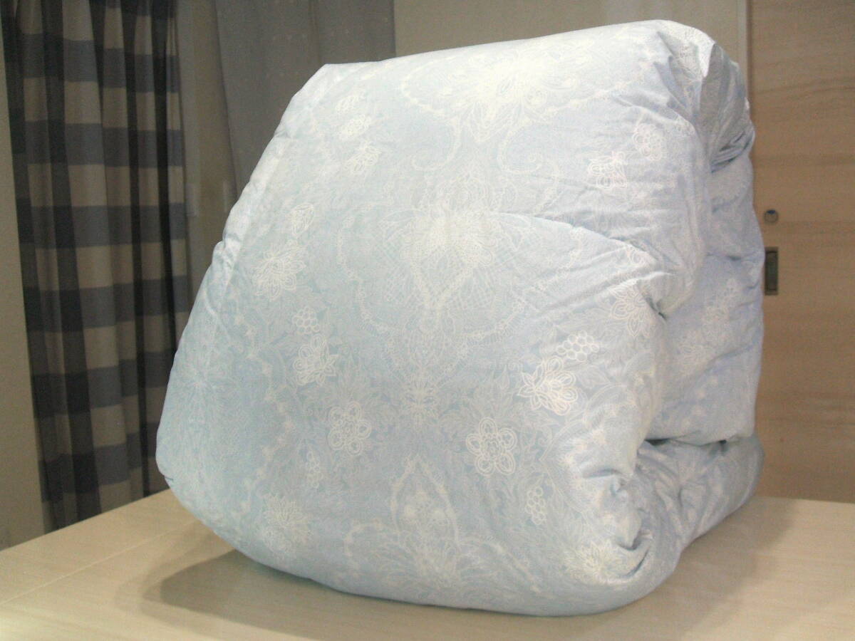 (シングル・ブルー)新品*専門店仕様*二層式キルト暖か縫製生地*エクセル *フランス産ダウン増量1,3キロ入*高級羽毛布団拍卖