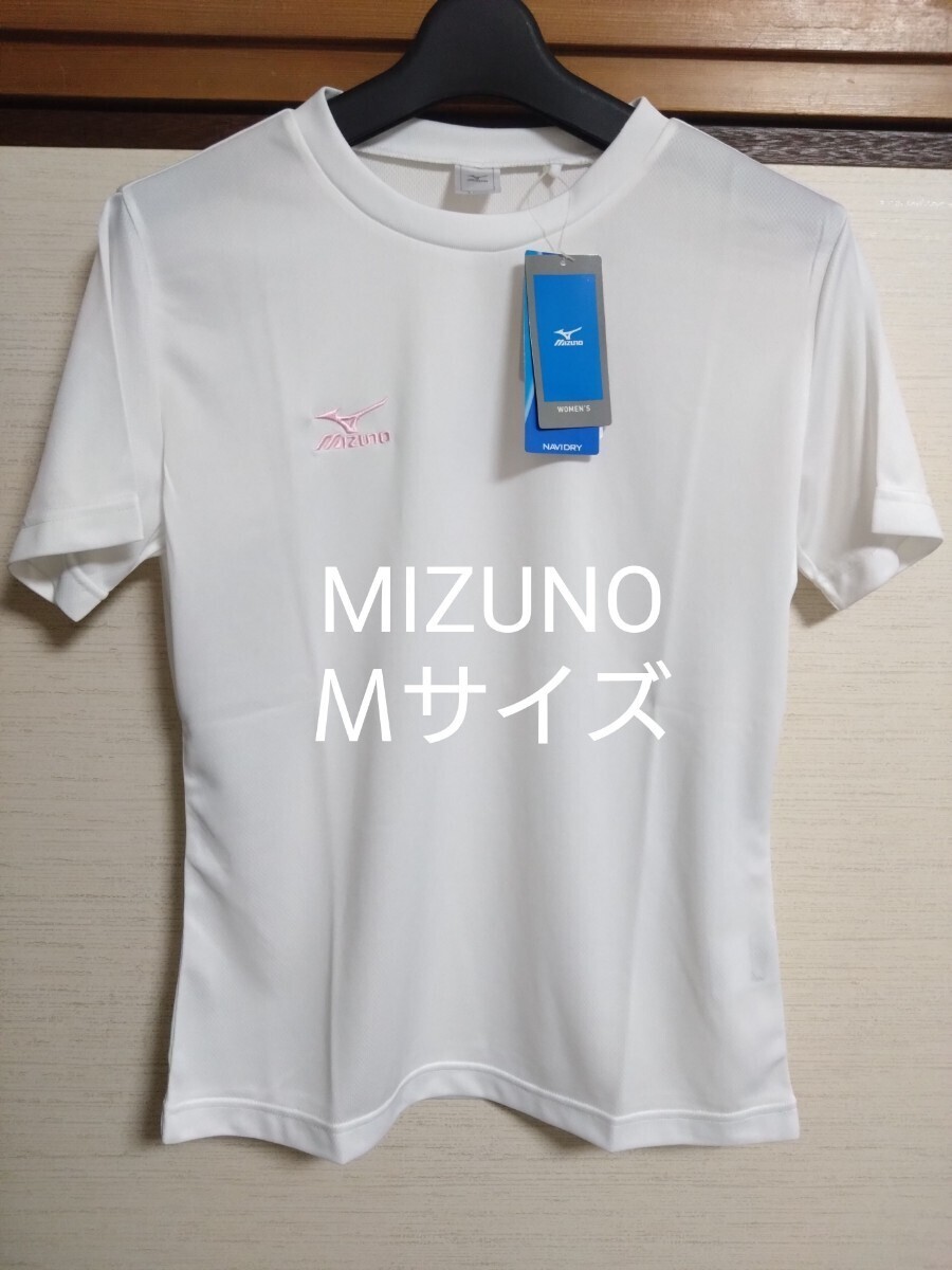 ⑩MIZUNO ミズノ レディース 半袖 Tシャツ 吸汗速乾素材 NAVIDRY ホワイト Mサイズ 拍卖