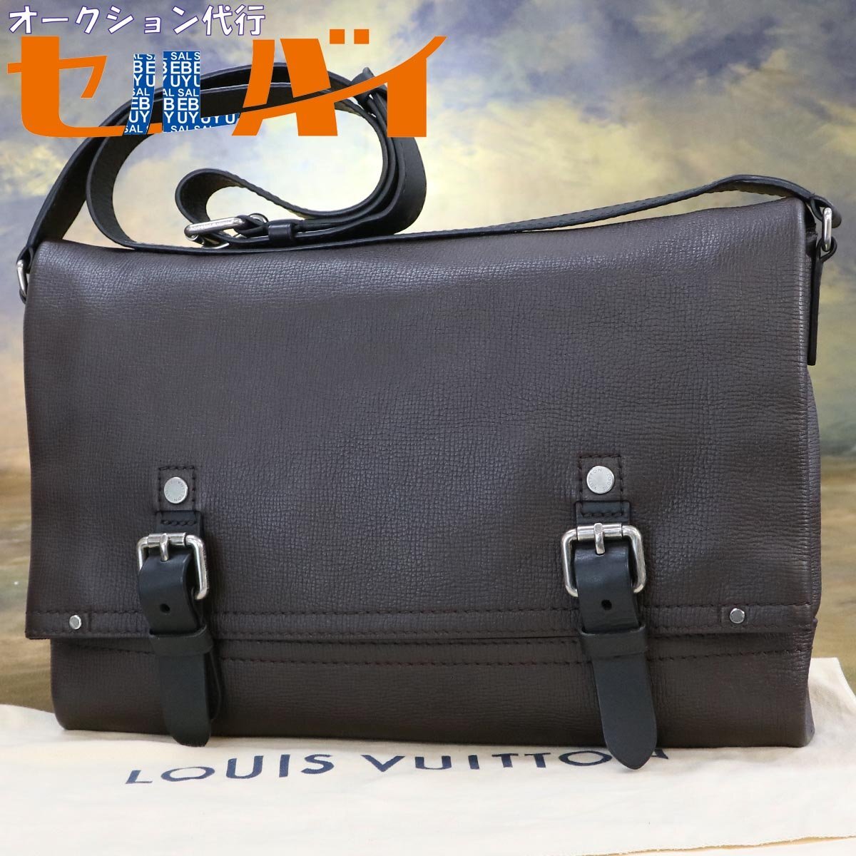 本物 極上品 ルイヴィトン 極希少 ユタレザー 18SS キャニオン メッセンジャーMM メンズショルダーバッグ 斜め掛けクロスボディバッグ拍卖