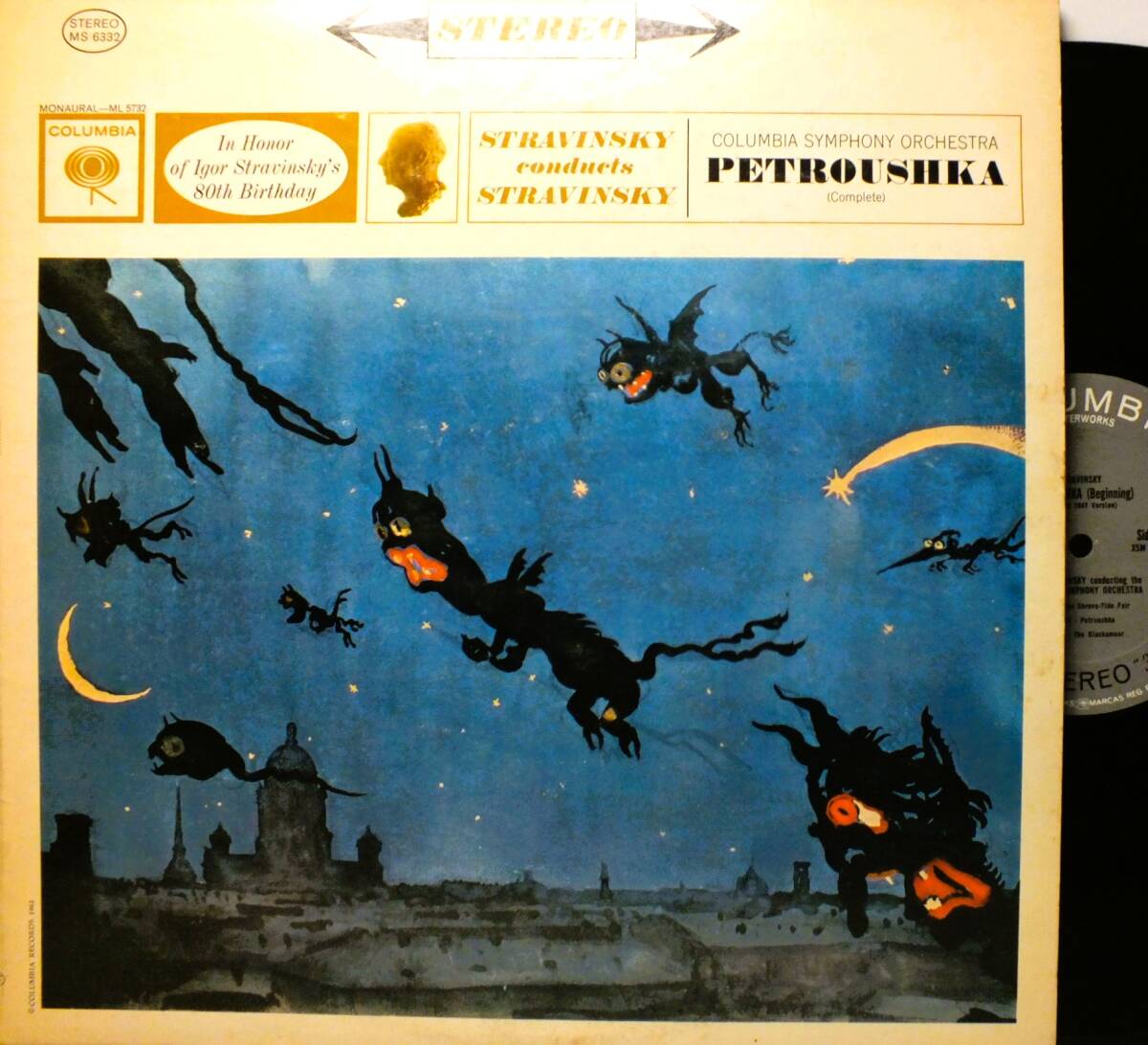MS 6332 イーゴリ・ストラヴィンスキー STRAVINSKY ペトルーシュカ 1947年改訂版 コロンビア交響楽団 LP【8商品以上同梱で送料無料】2510拍卖