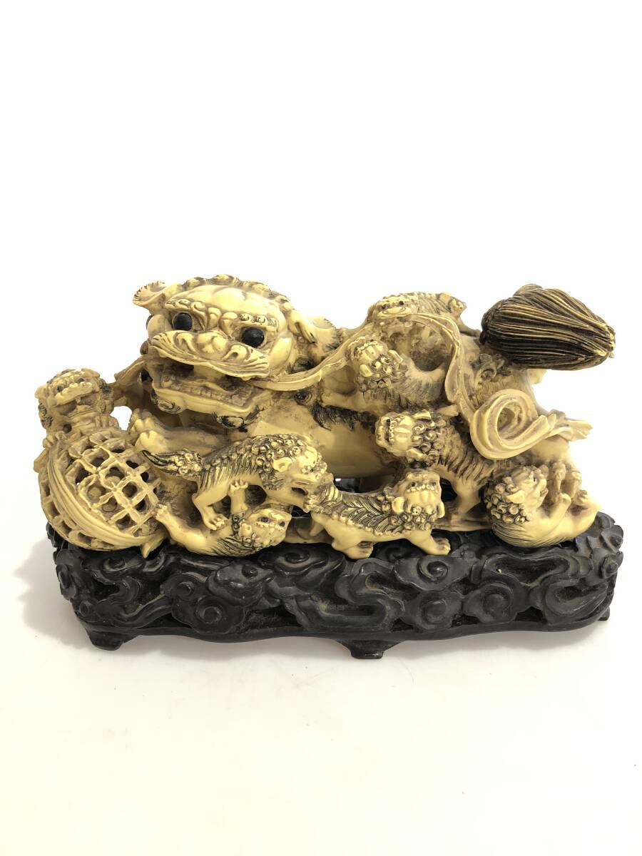 HB5424 樹脂製 獅子 置物 インテリア 玉乗り獅子拍卖