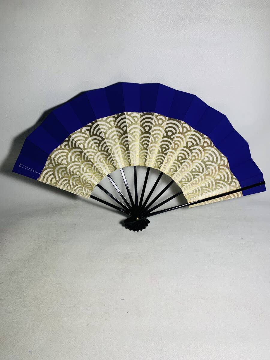 舞扇 扇子「銀波地青ライン」r711 /日本舞踊 能楽 能扇 扇子 飾扇拍卖