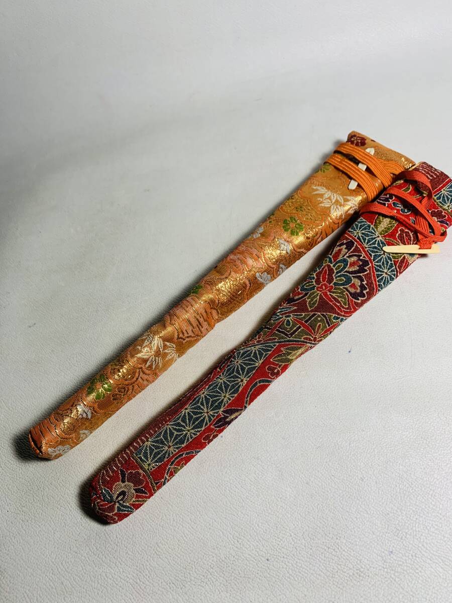 舞扇用 扇子袋 2点まとめて「金花オレンジ/赤花」r719 /日本舞踊 能楽 能扇 扇子用 飾扇用拍卖