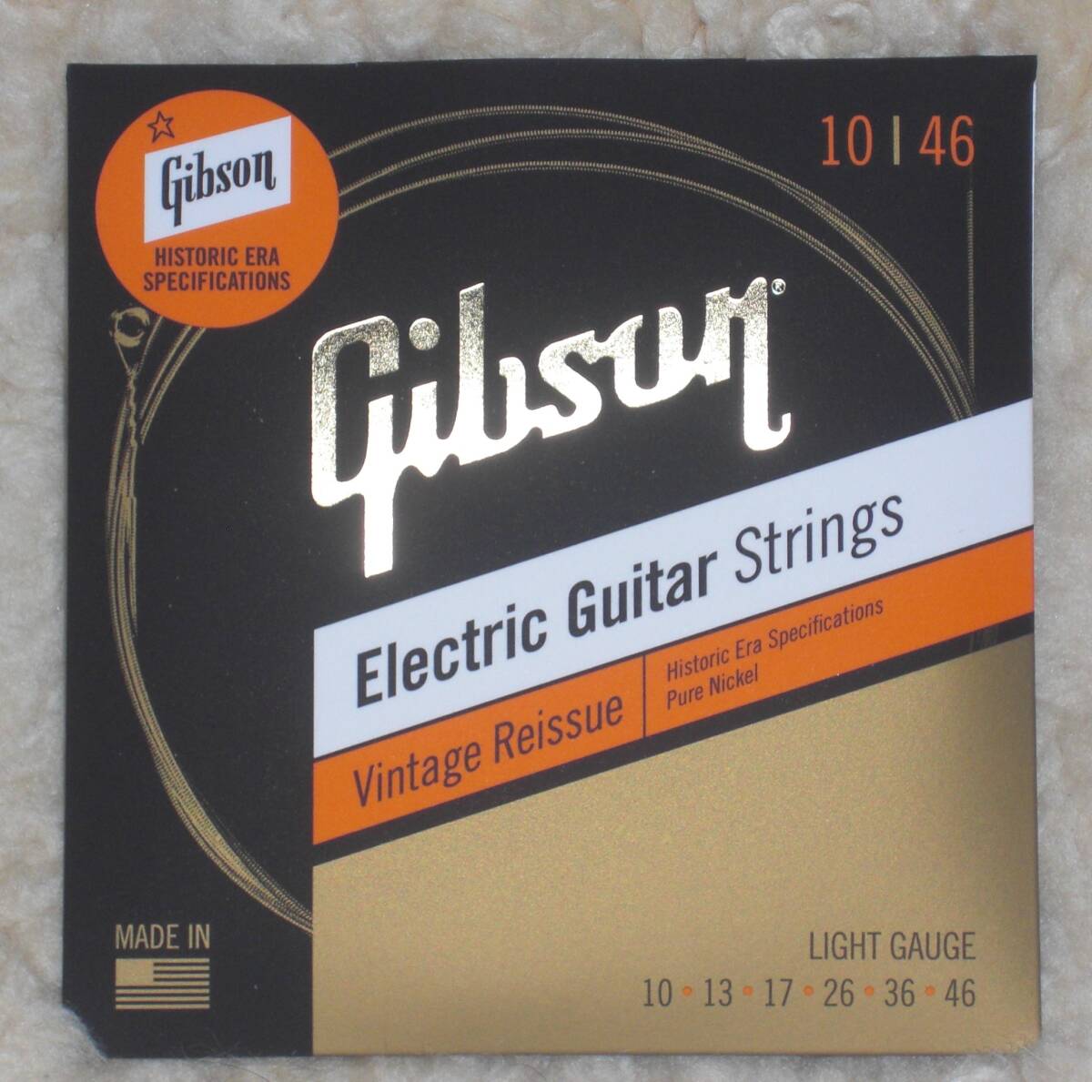 未使用新品 ギブソンエレキギター弦1セット SEG-HVR10 10-46 LIGHT GAUGE Gibson Vintage Reissue Electric Guitar Strings 拍卖