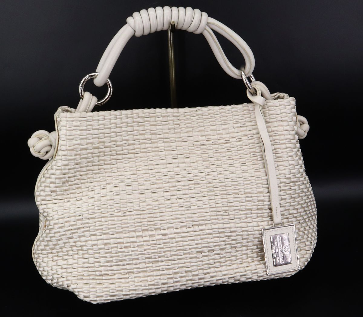 I11412 GIORGIO ARMANI ジョルジオ アルマーニ ハンドバッグ レザー×ポリエステル拍卖
