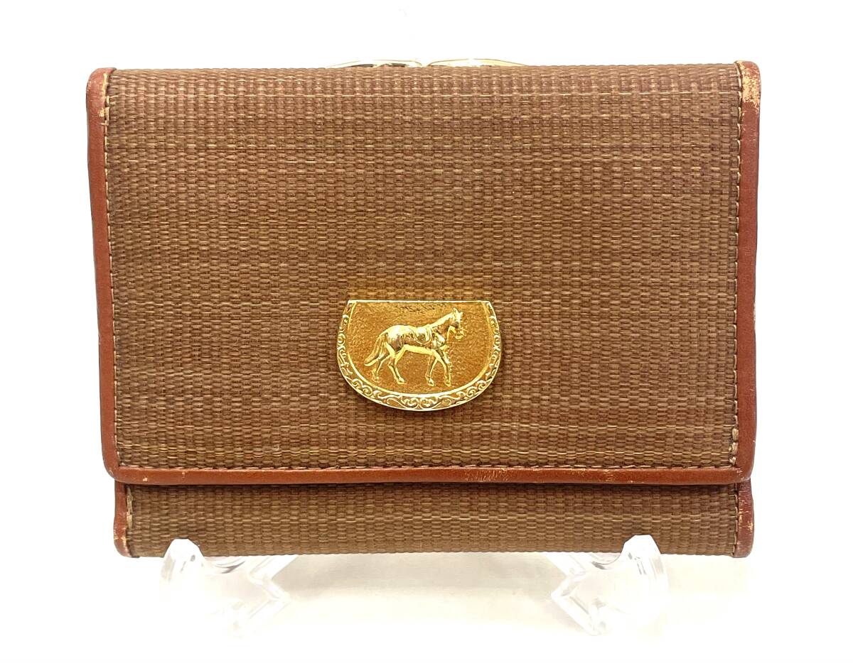 【B】【15065】★☆HORSEMANSHIP CLUB ホースマンシップクラブ 財布 がま口 ブラウン系 コンパクトウォレット 現状品☆★拍卖