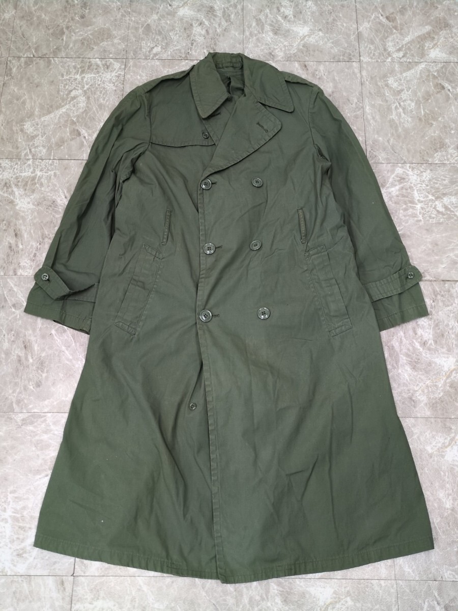5. 70s USARMY 米軍 ヴィンテージ ミリタリー ロング トレンチ コート アメリカ軍 RAINCOAT メンズ36L アーミーグリーンy603拍卖