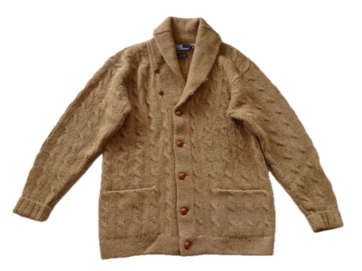 POLO RALPH LAUREN ショールカラー アルパカウールセーター カーディガンジャケット クルミボタン M 拍卖