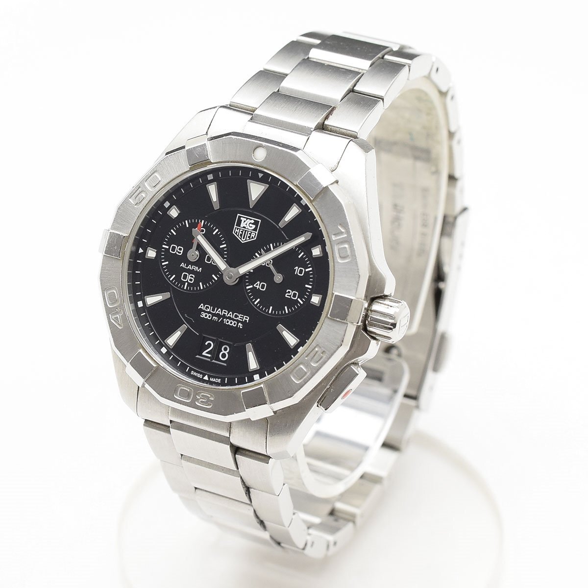□561217 TAG HEUER タグホイヤー デイトQZ クォーツ腕時計 アクアレーサー300m WAY111Z.BA0928 サイズ40mm アラーム メンズ シルバー拍卖