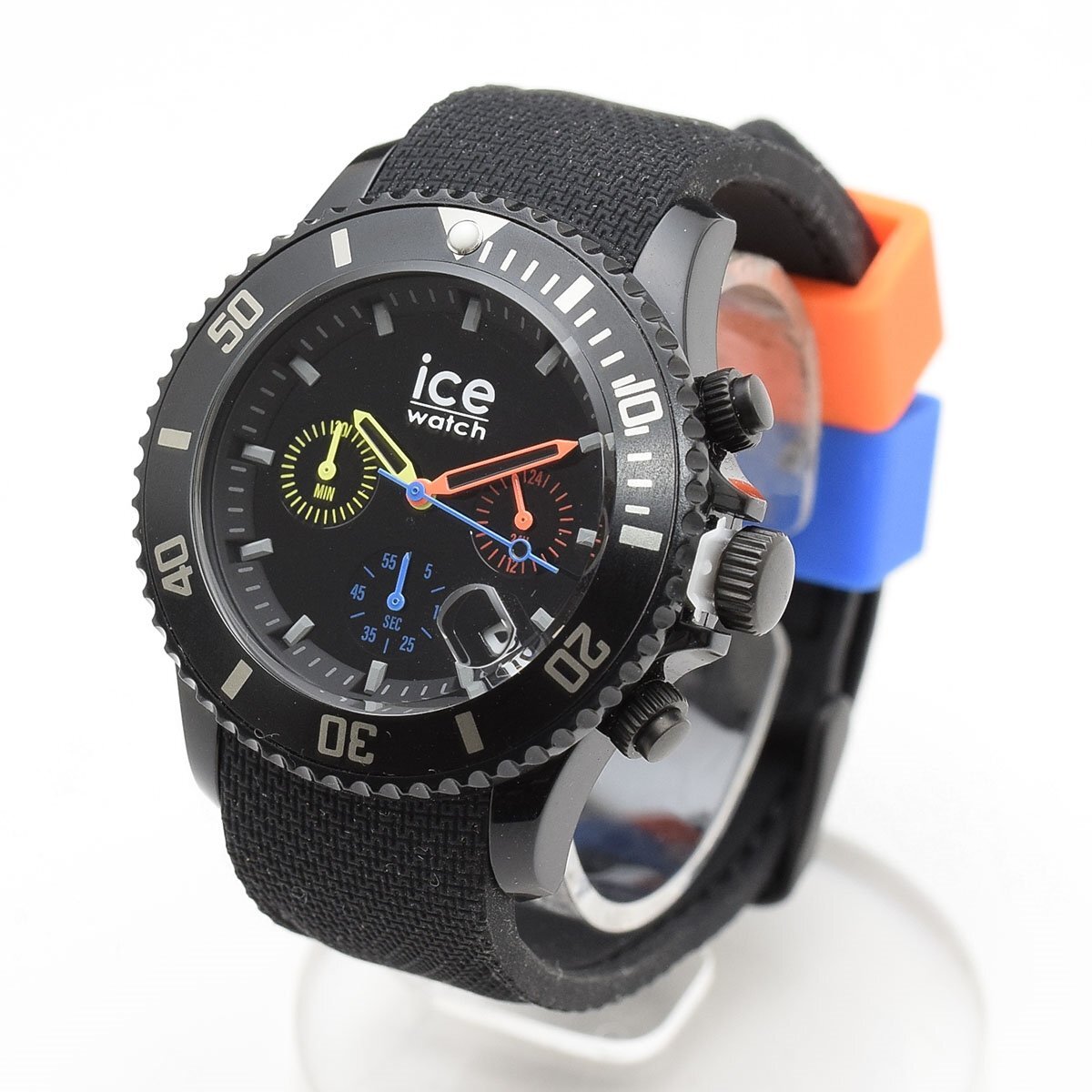 △562918 ice watch アイスウォッチ クロノグラフデイトQZ クォーツ腕時計 ICE CHRONO トリロジー ミディアム 021600 サイズ40mm ブラック拍卖