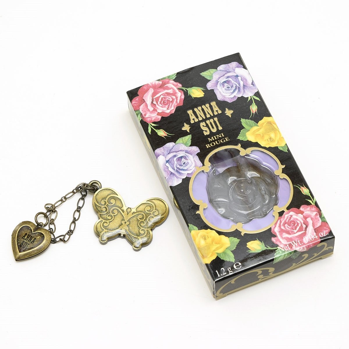 ◇545827 ANNA SUI アナスイ 2点セット バタフライチャーム + ローズ型ミニルージュ レディース拍卖