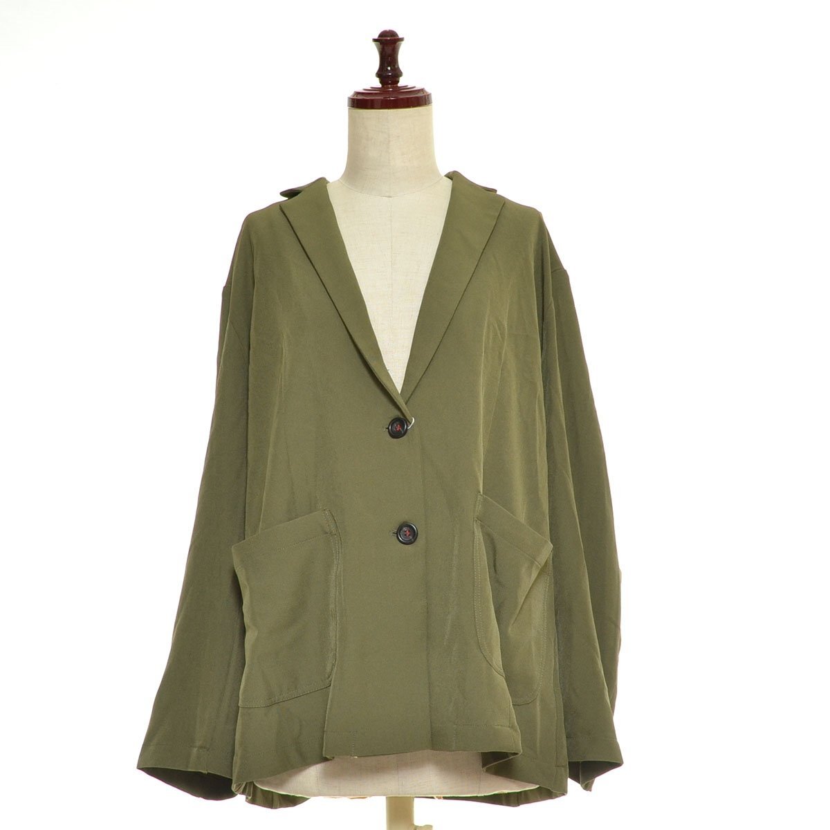 ◇560048 未使用品 PERSON'S パーソンズ ◇ジャケット ワッペン付きテーラードジャケット 2Bシングル サイズL レディース カーキ グリーン拍卖