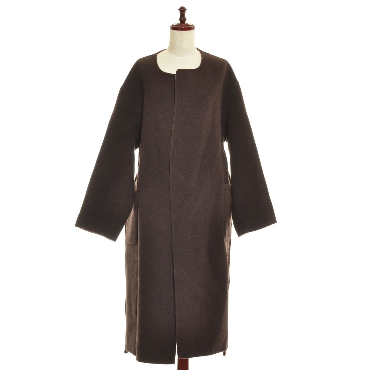 ◇520930 SLOBE IENA スローブ イエナ ベイクルーズ ◇コート ベルト付きノーカラーリバーコート 18020912382030 サイズ40 レディース拍卖