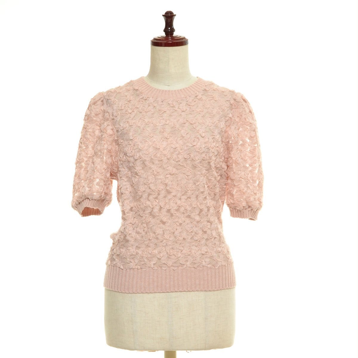 ◇557204 titivate ティティベイト ◆半袖カットソー シアーフリルレースプルオーバー サイズF 24aw レディース ピンク拍卖