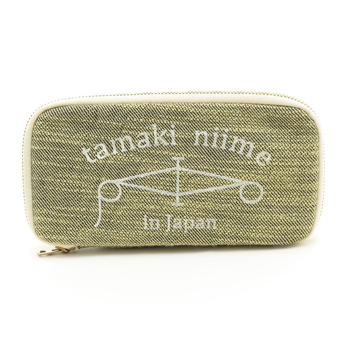 ◇561105 tamaki niime タマキニイメ 玉木新雌 ラウンドファスナー長財布 豊財布 キャンバス レディース イエロー系拍卖