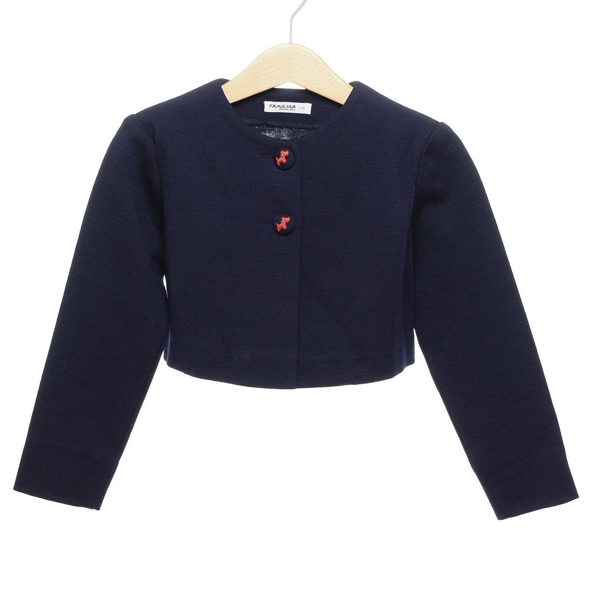 ◇492064 familiar ファミリア カーディガン ◇ウールミックス ニットボレロ サイズ115 キッズ 子ども 女の子 ネイビー拍卖
