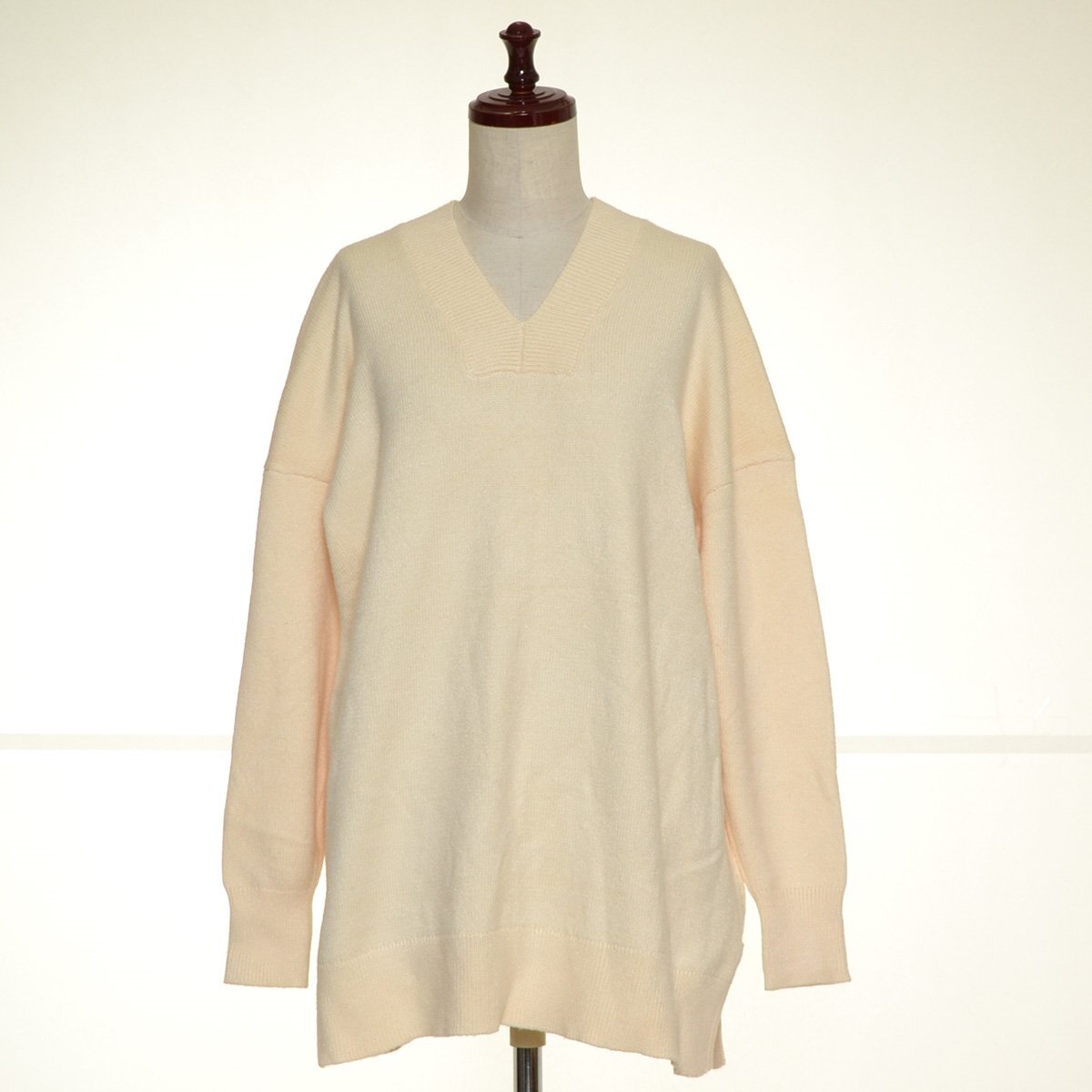 ◇488299 未使用品 AMERICAN HOLIC アメリカンホリック セーター 太Vネックニットプルオーバー サイズM レディース アイボリー拍卖