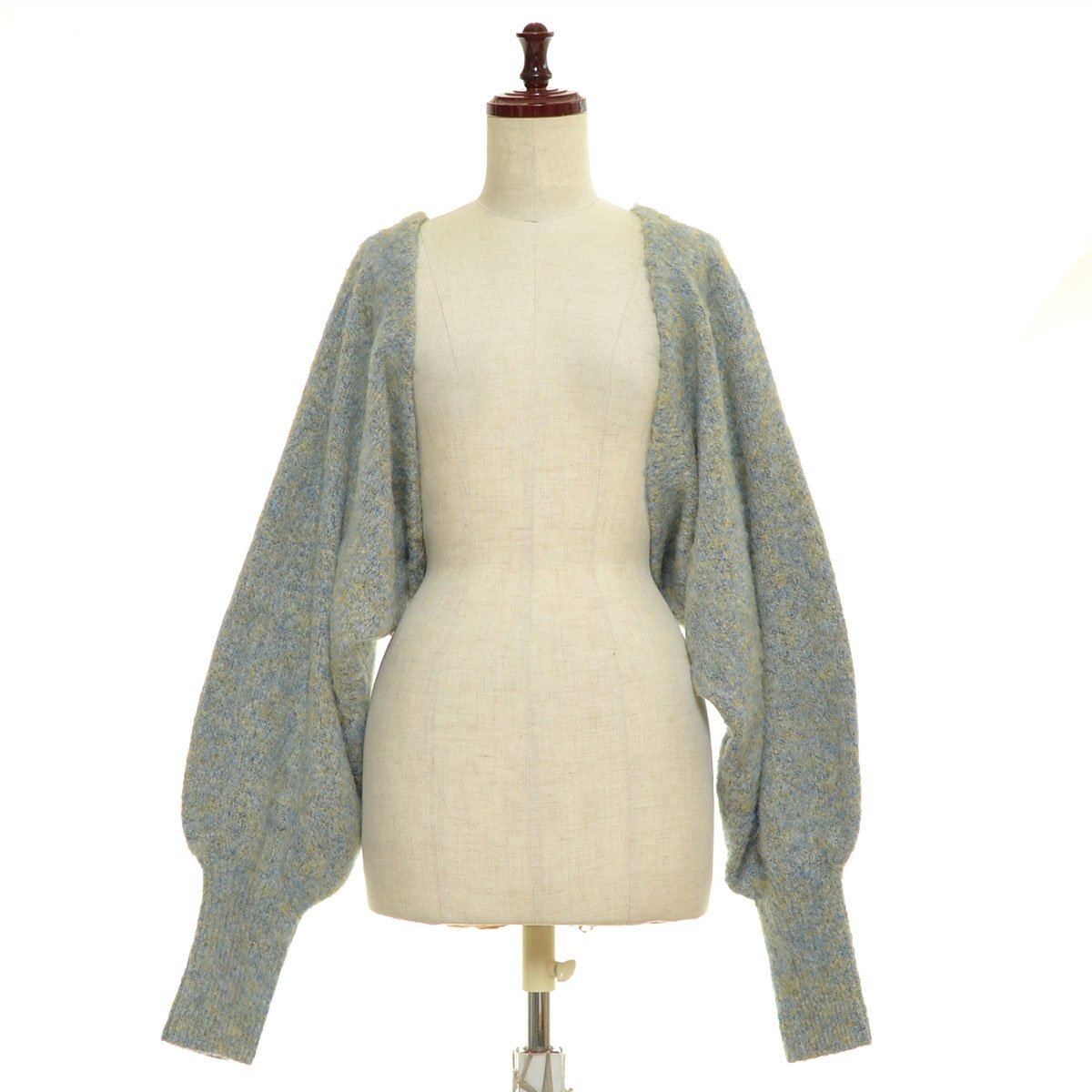 ◇558265 Kastane カスタネ パル カーディガン ◆メランジニットボレロ サイズF 22aw レディース ブルー系拍卖
